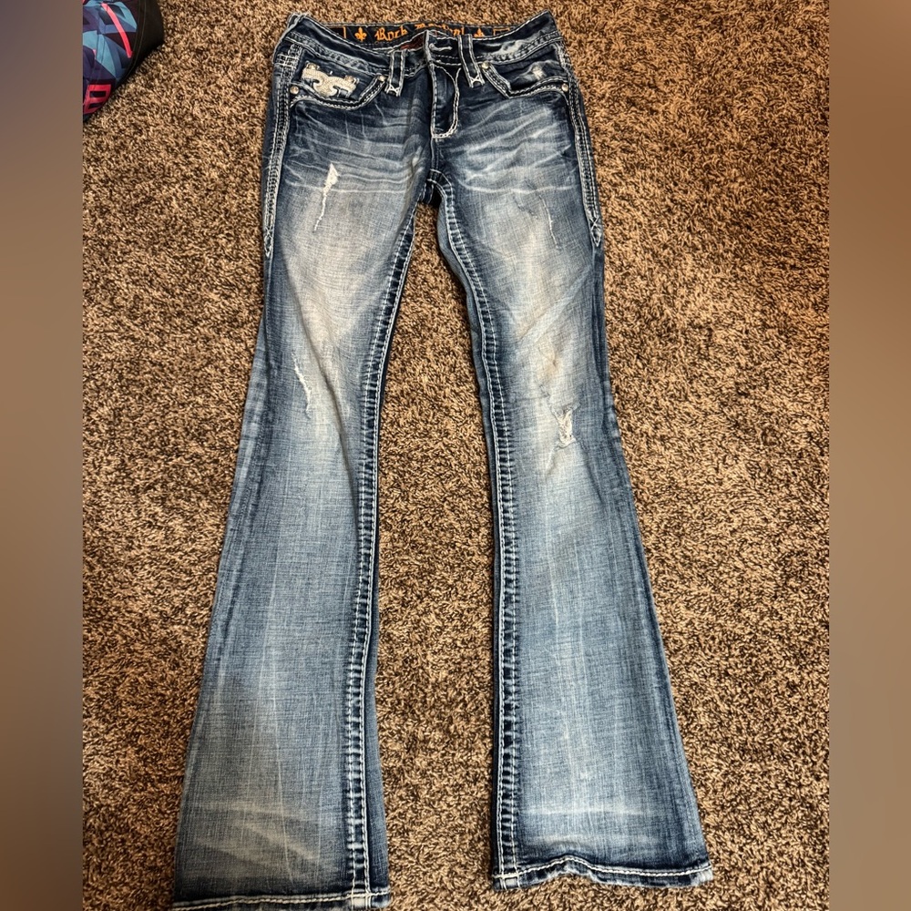 Rock Revival Distressed Blue bootcut Jeans